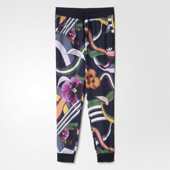 adidas Originals Pants - NWT Adidas Originals Az3239 Women Floral Burst Crepe Cuffed Pants Tights Size S